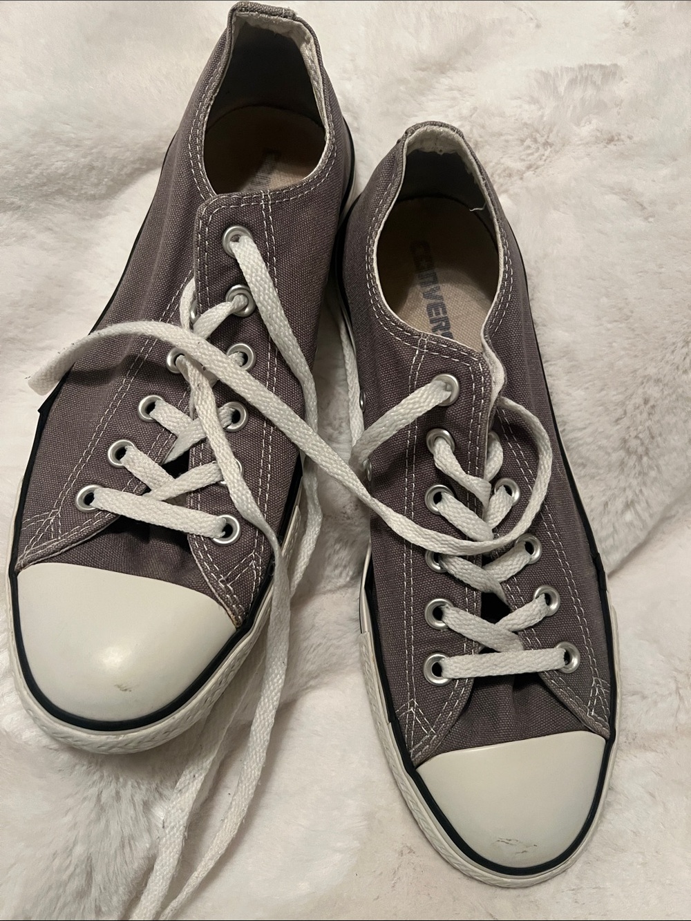 Converse Low-Top Canvas Sneakers in Gray and White